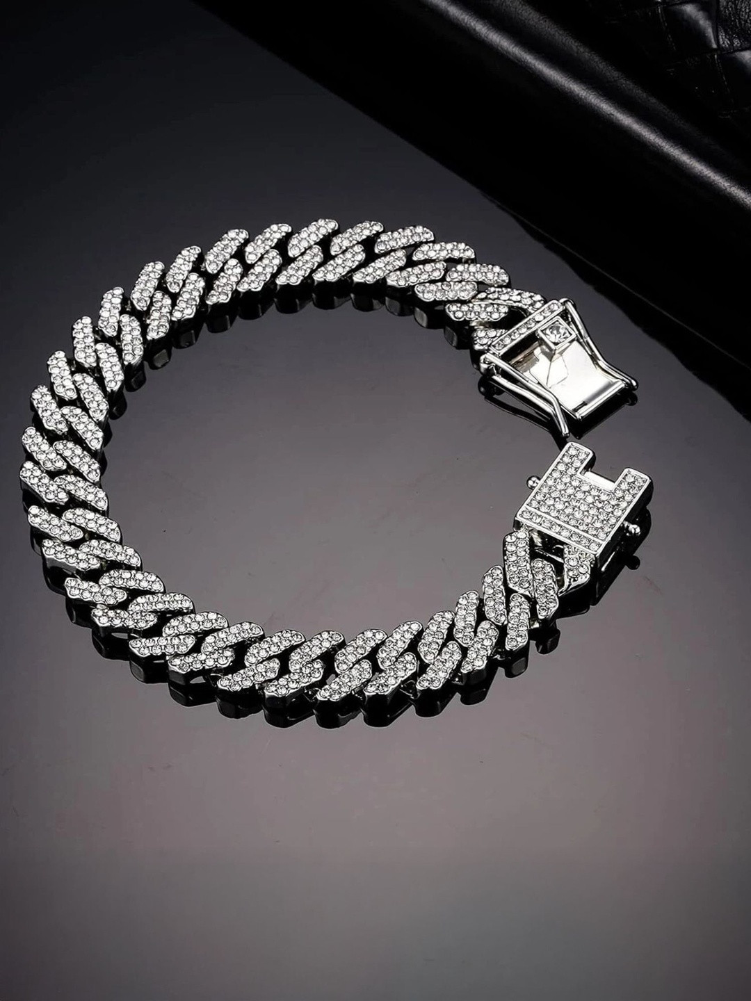 Murliwala Unisex Brass Silver-Plated Link Bracelet