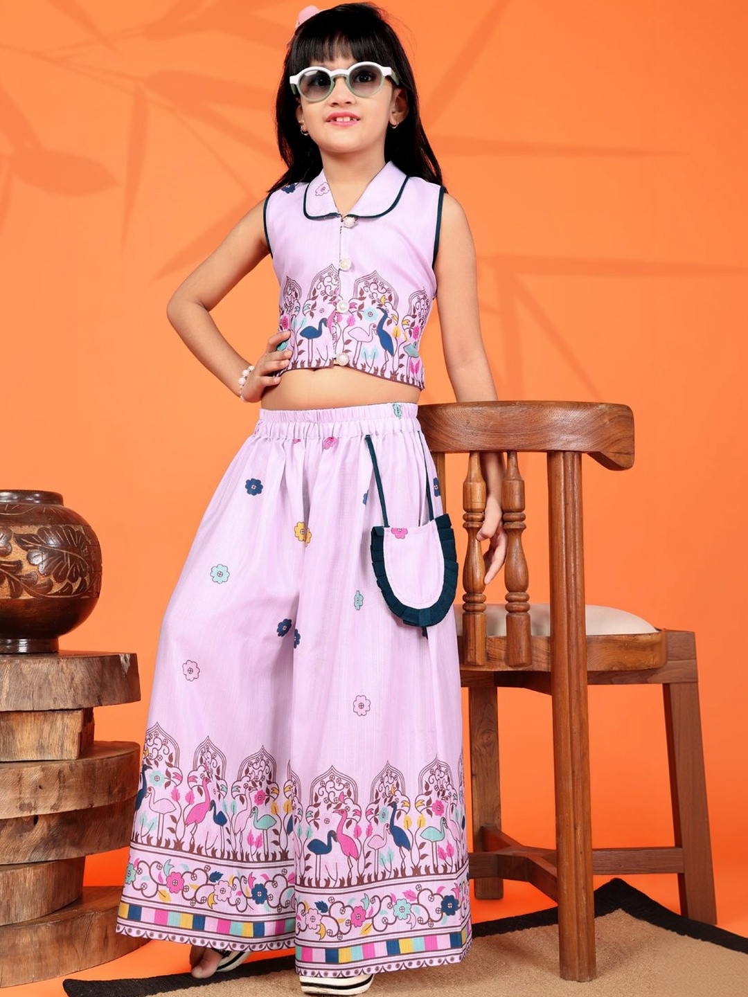 satyamfab Girls Printed Top with Palazzos