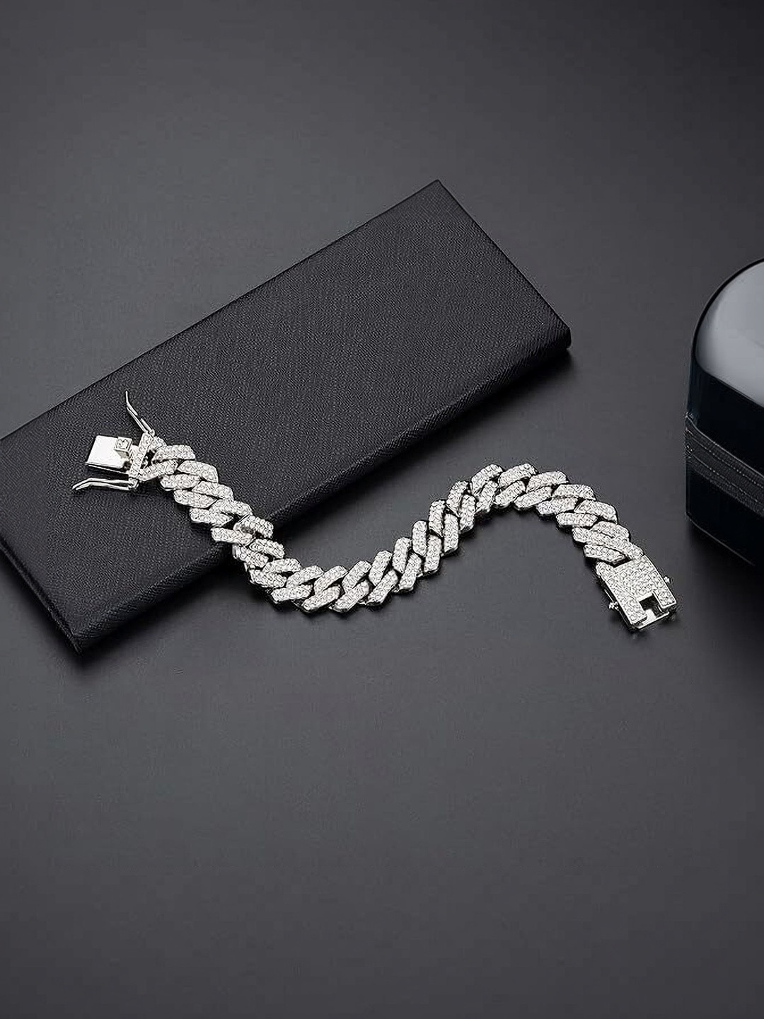 Murliwala Unisex Brass Silver-Plated Link Bracelet