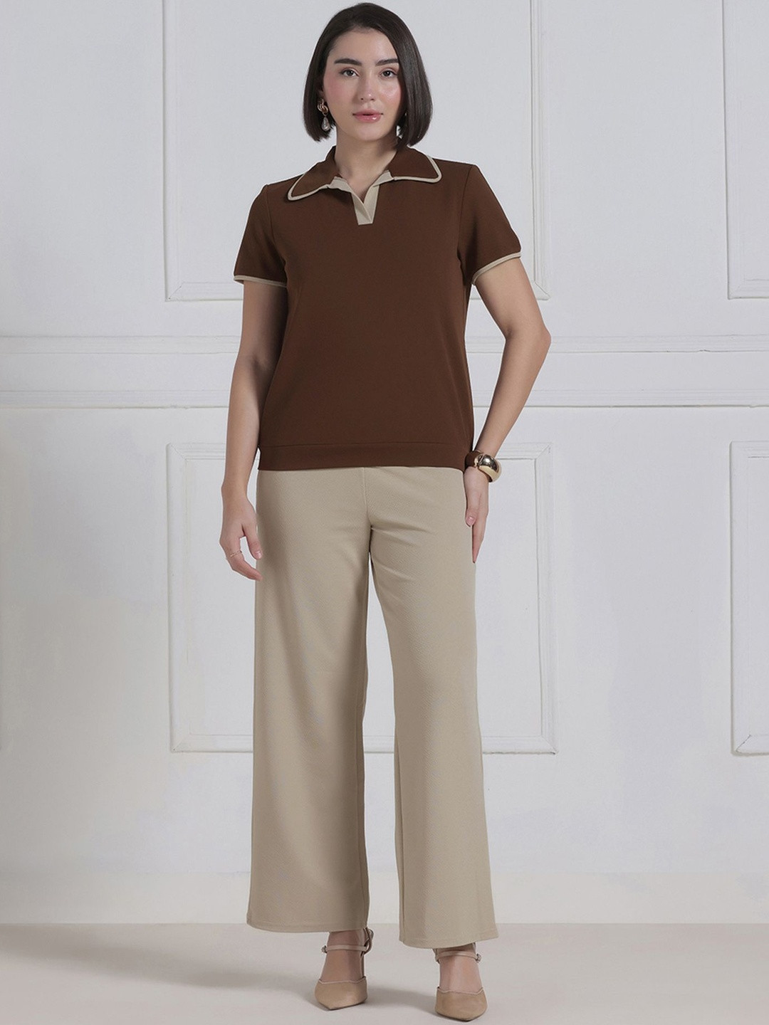 Selvia Polo Collar Top With Trousers Co-Ords