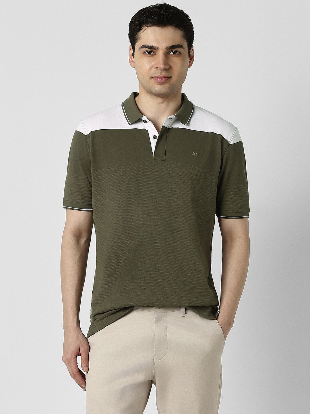 Peter England Men Colourblocked Polo Collar T-shirt