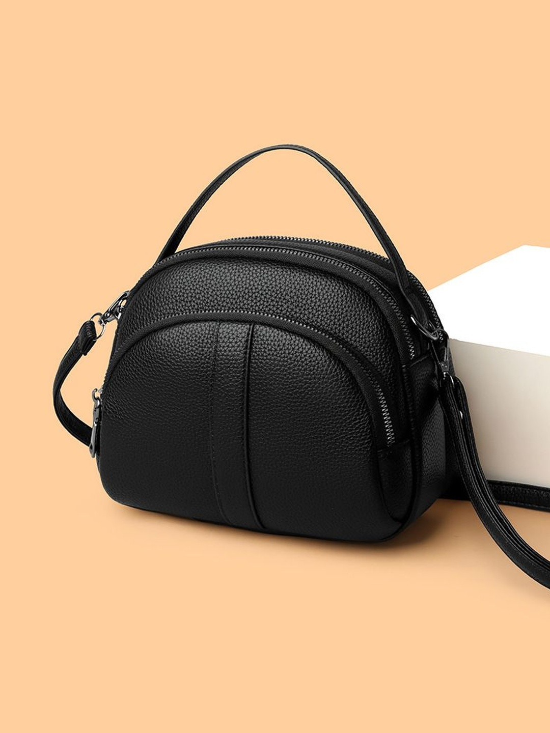 CORSICA Textured Zip Detail Structured Sling Bag