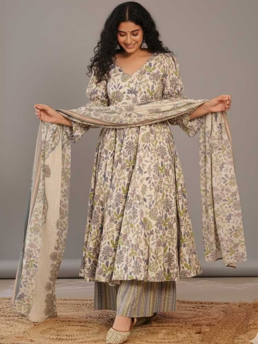 KALINI Women Floral Printed Regular Kurta with Palazzos & With Dupatta