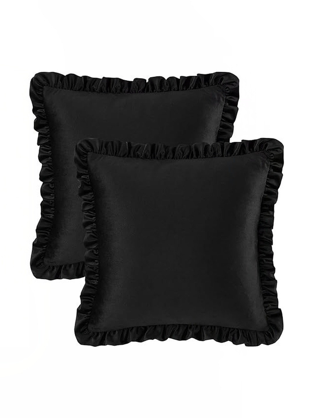 KNOTTING HOME Black Set of 2 Velvet Square Cushion Covers