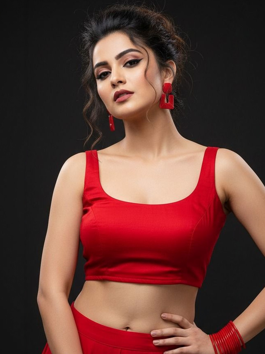 Monamaar Cotton Round Neck Saree Blouse