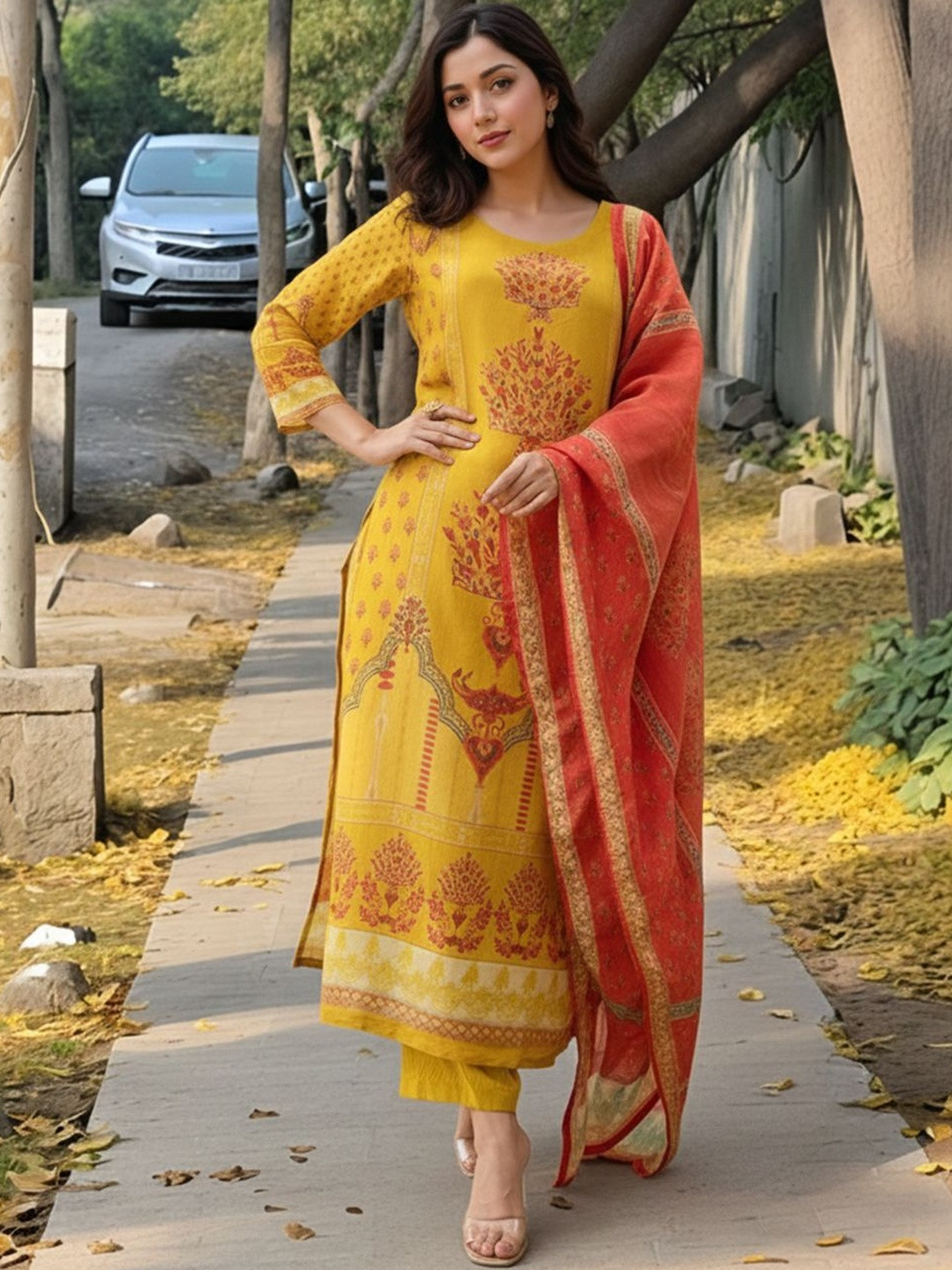 SZN Women Ethnic Motifs Printed Regular Kurta with Pyjamas & With Dupatta