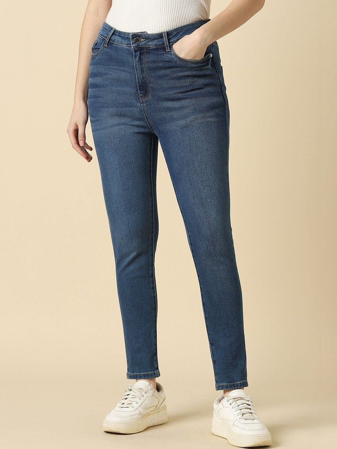 Allen Solly Woman Women Skinny Fit Mid-Rise Light Fade Jeans