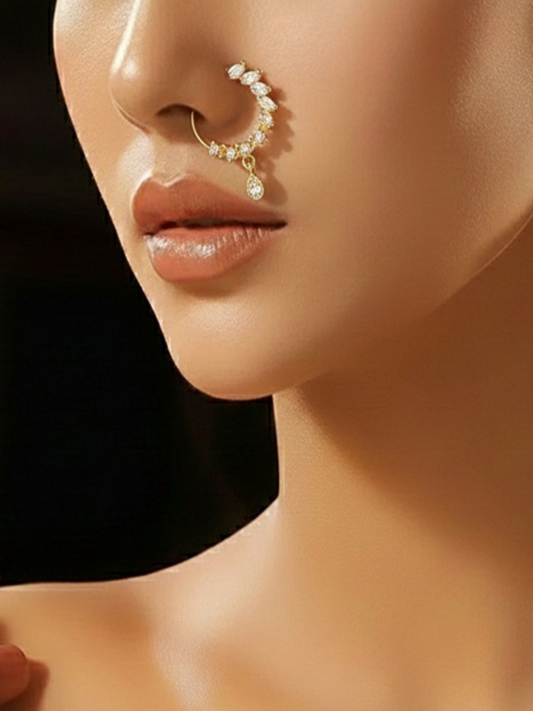 SUGARFRILL Gold-Plated Crystal Ring Nosepin