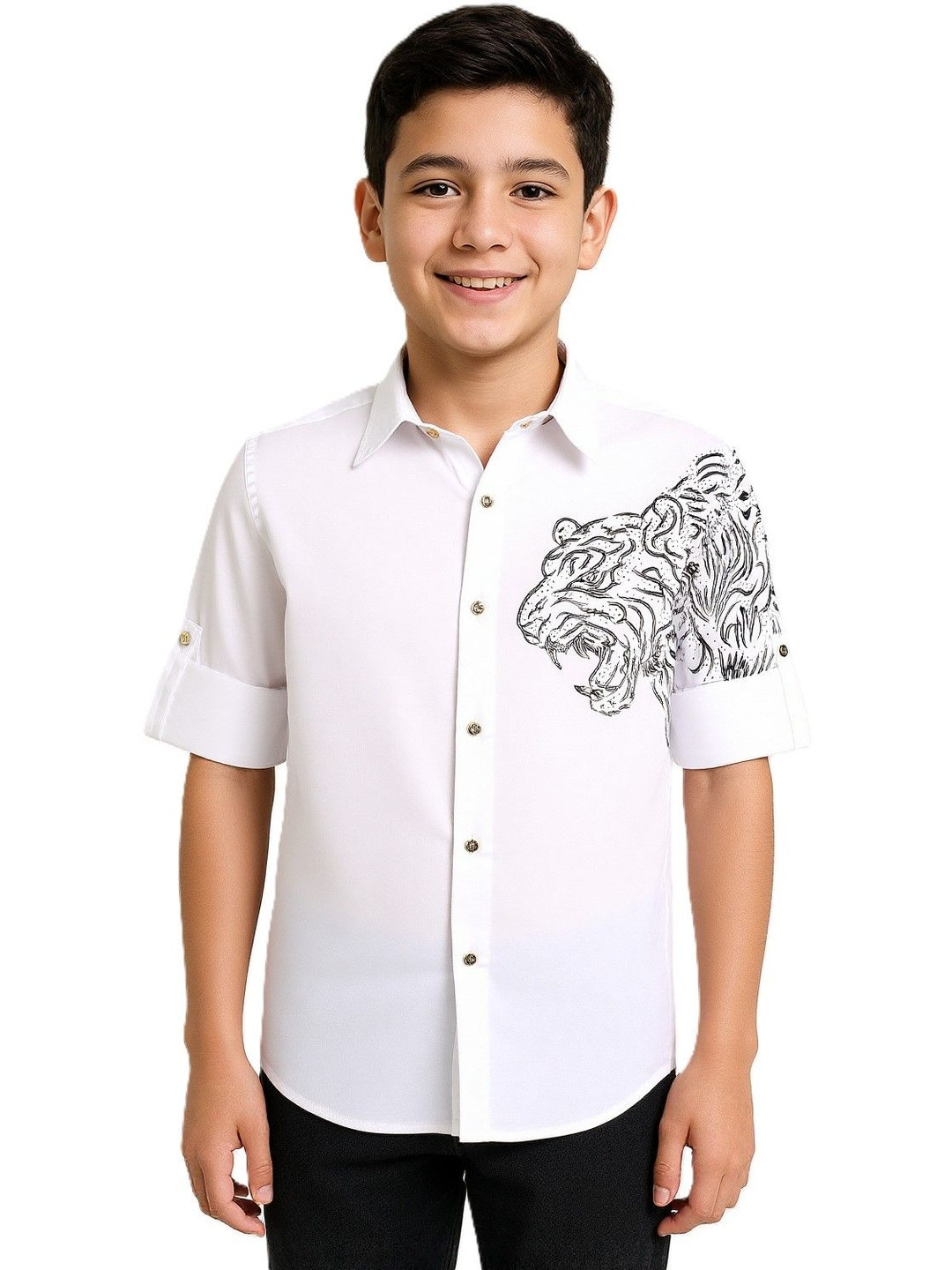CHARCHIT Cotton Graphic Animal Short Sleeves Shirt