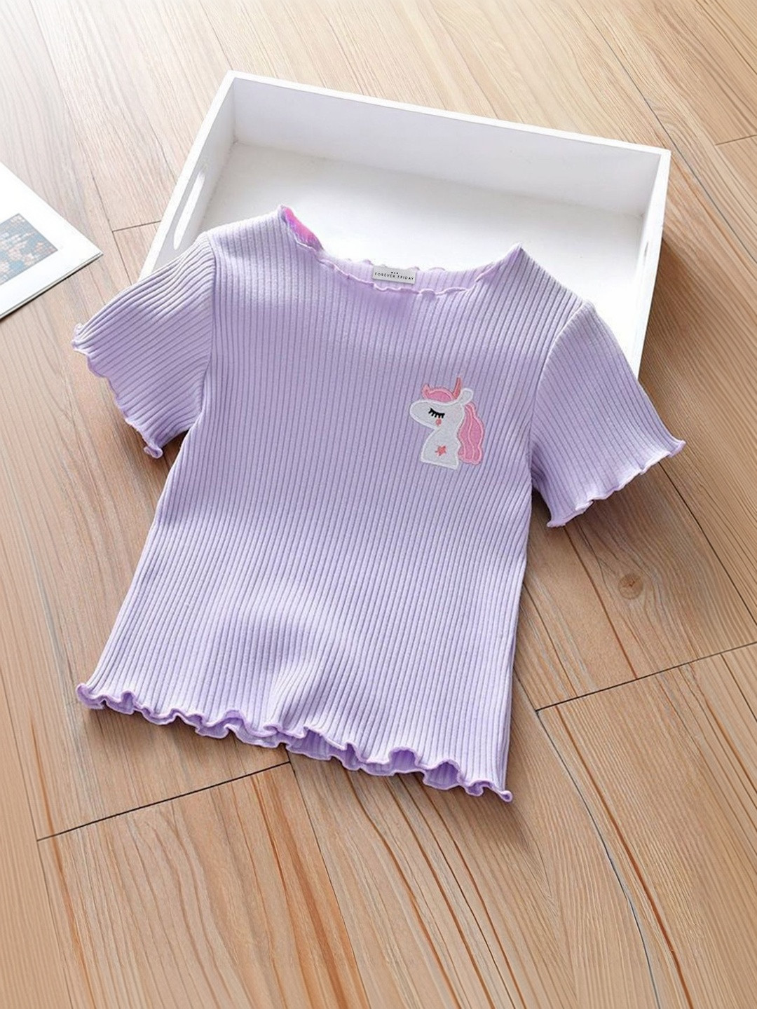 FOREVER FRIDAY Girls Self Design T-shirt