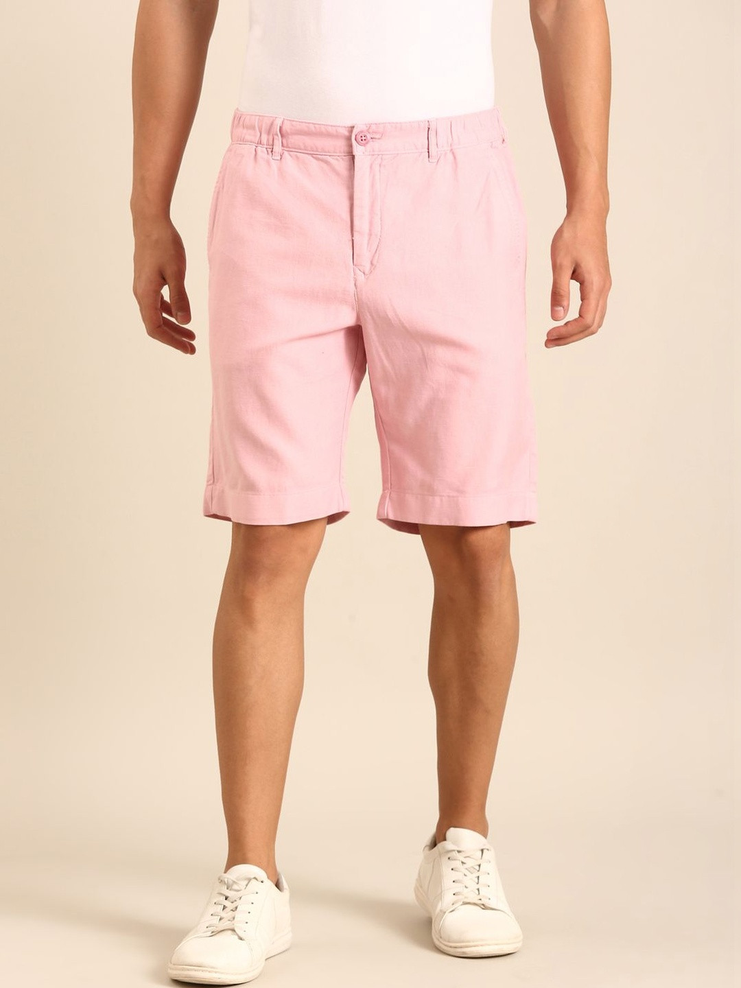 CAVALLO by Linen Club Men Printed Slim Fit Cotton Linen Shorts