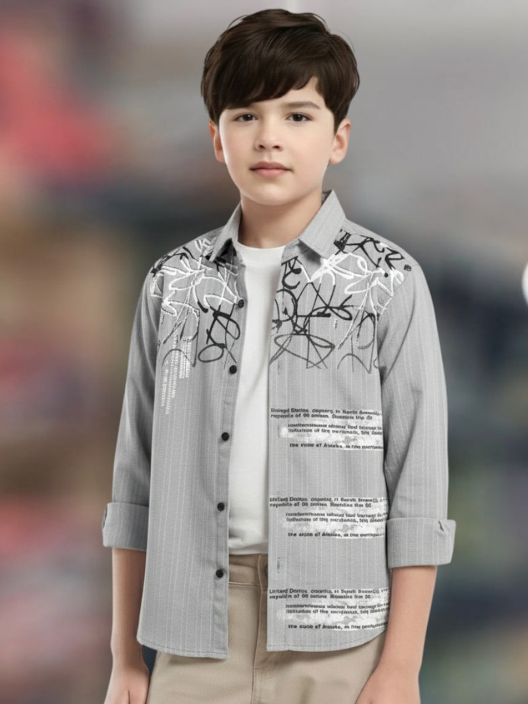MAMERU Boys Standard Printed Casual Shirt