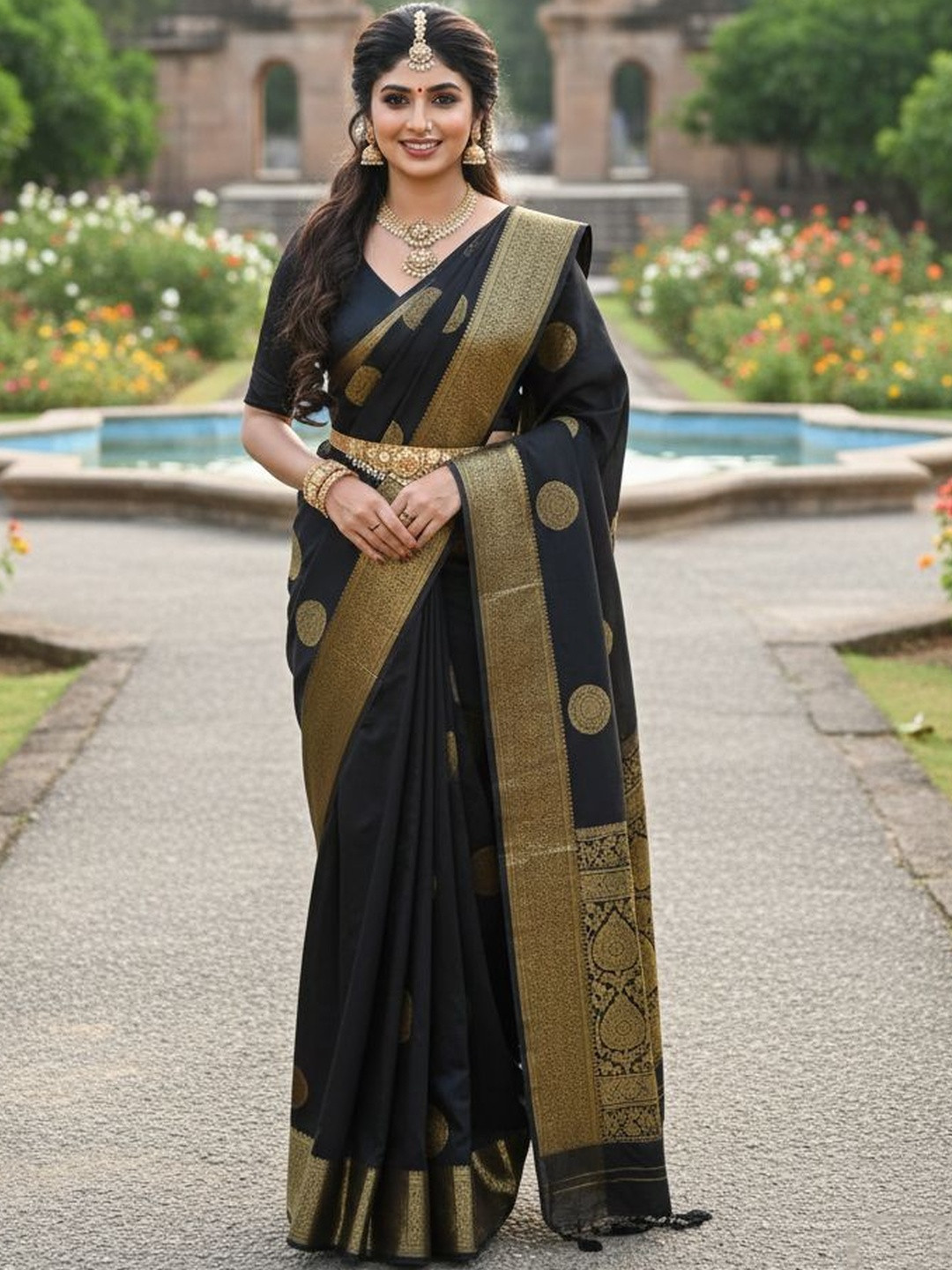 Dhaaga Ghar Ethnic Motifs Zari Silk Blend Heavy Work Banarasi Saree