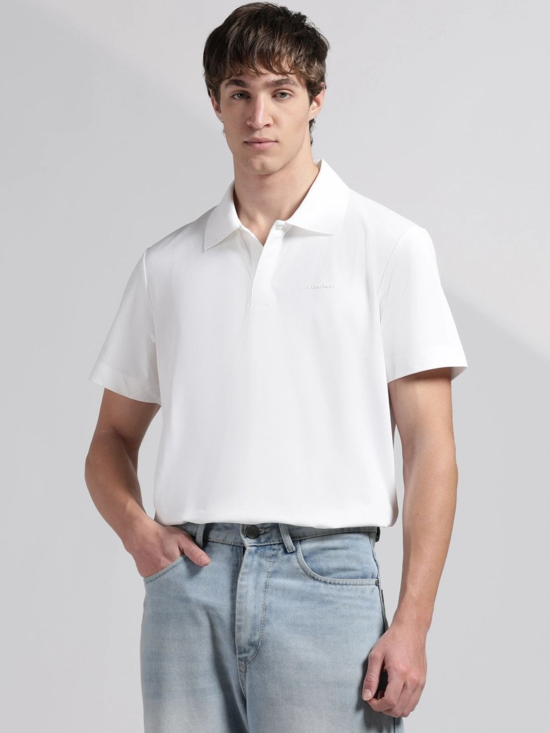 Calvin Klein Jeans Men Brand Logo Polo Collar T-shirt