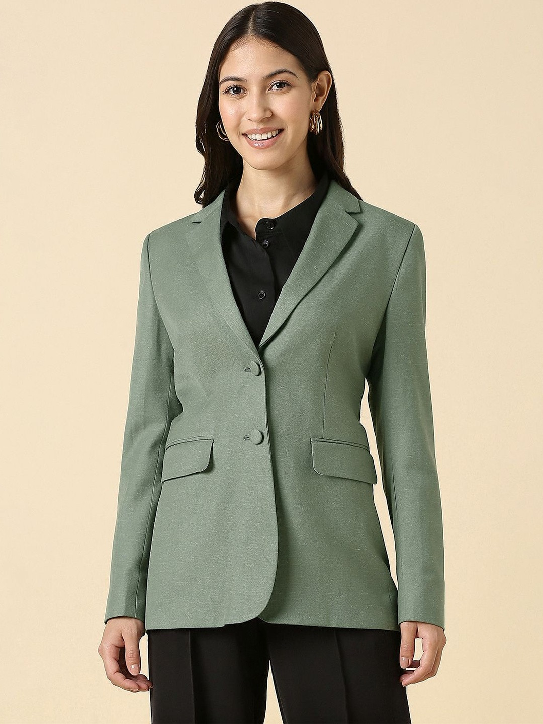 Allen Solly Notched Lapel Single-Breasted Formal Blazers