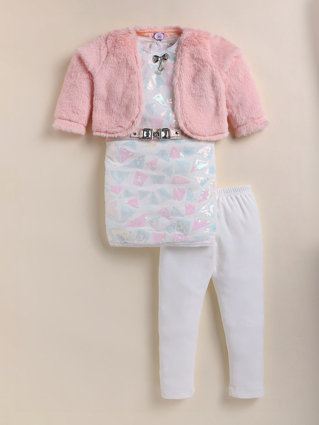 NUTTY BUTTY Full Sleeves Abstract Sequins Embellished Dress With Leggings & Jacket