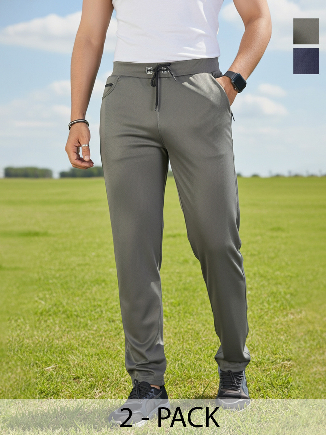 KAIDO Men Pack Of 2 Mid-Rise Track Pants