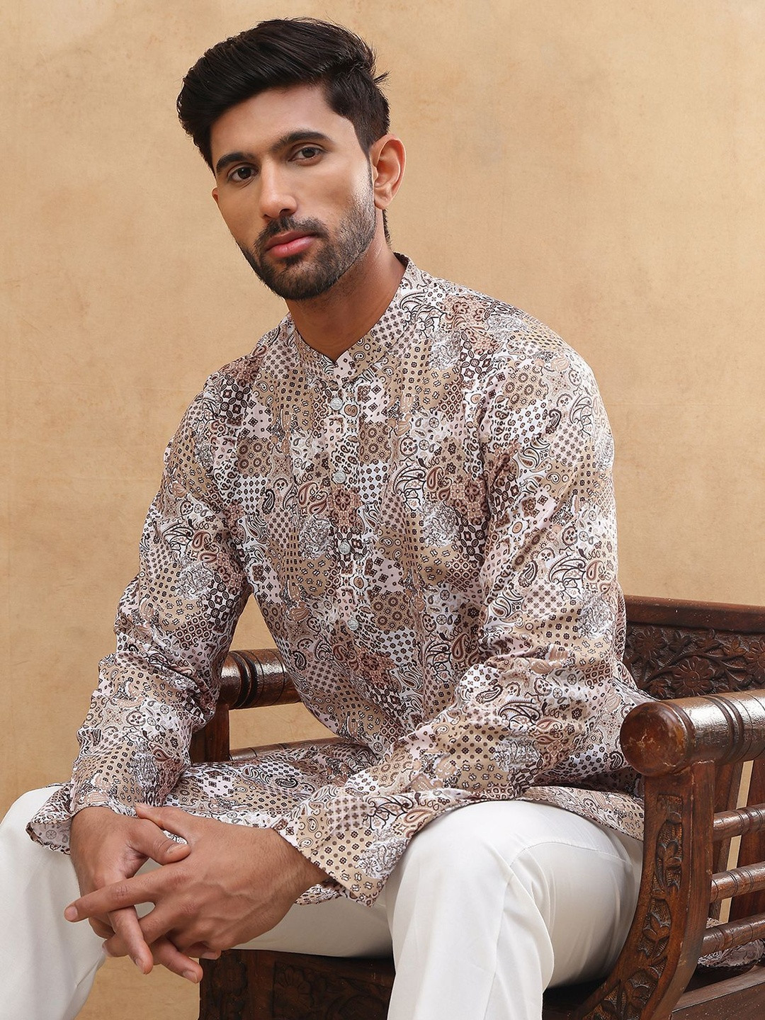 Anouk Rustic Men Ethnic Motifs Printed Regular Kurta with Pyjamas