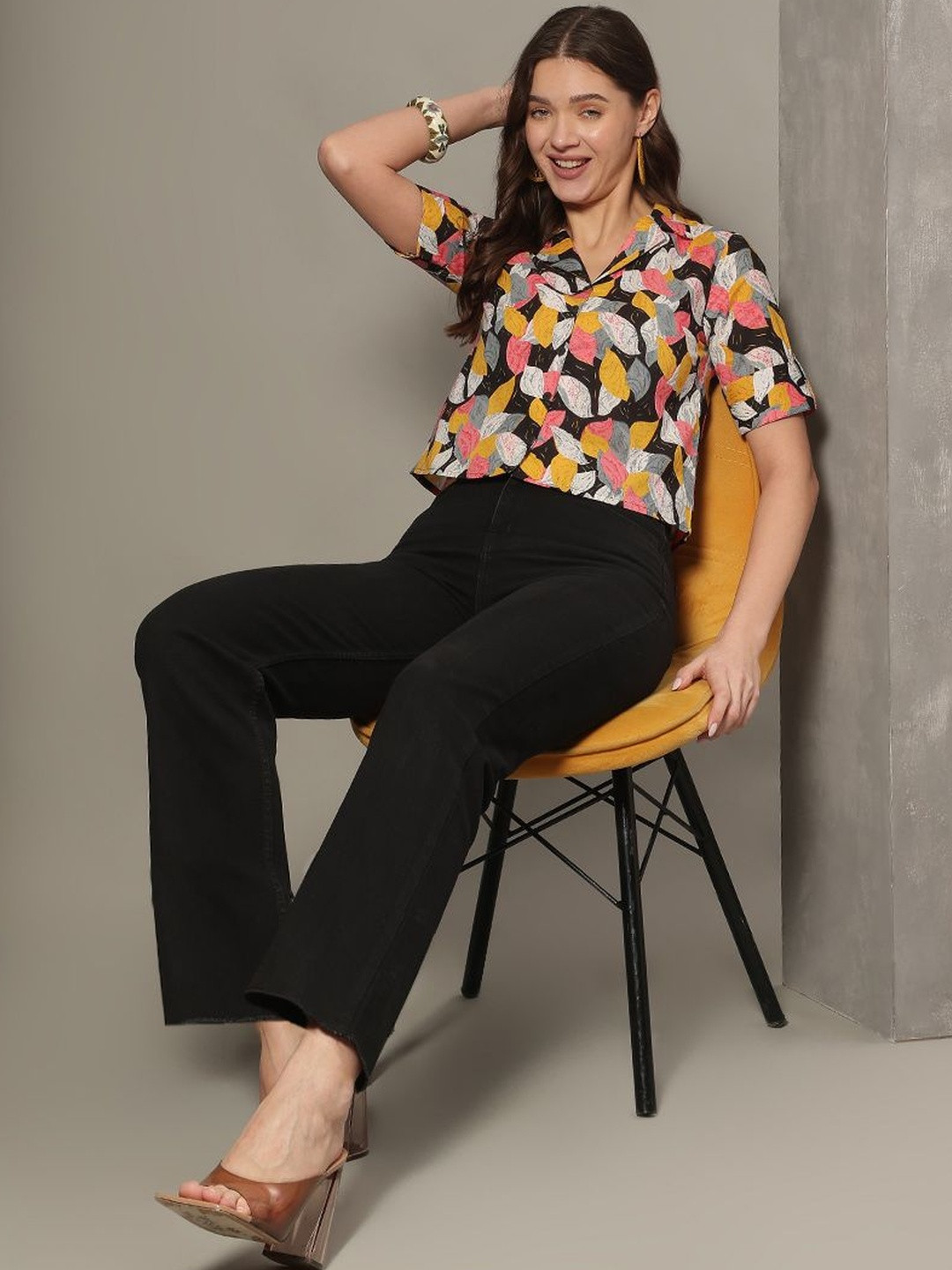 Sangria FUZN Print Cotton Crop Top