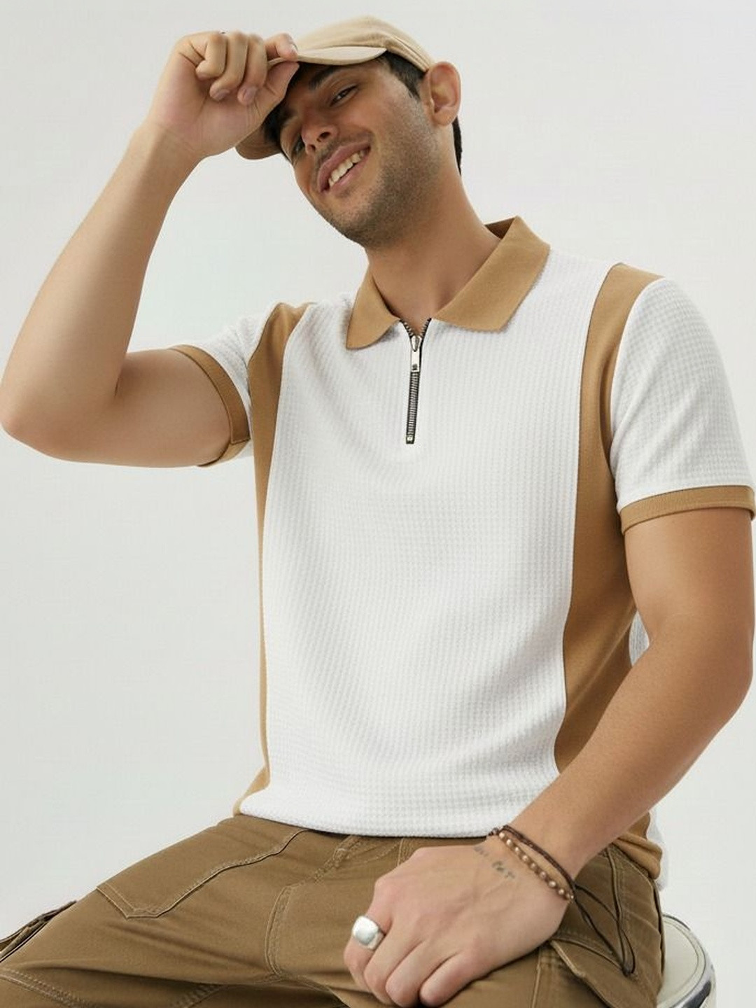 Mobox Men Colourblocked Polo Collar T-shirt