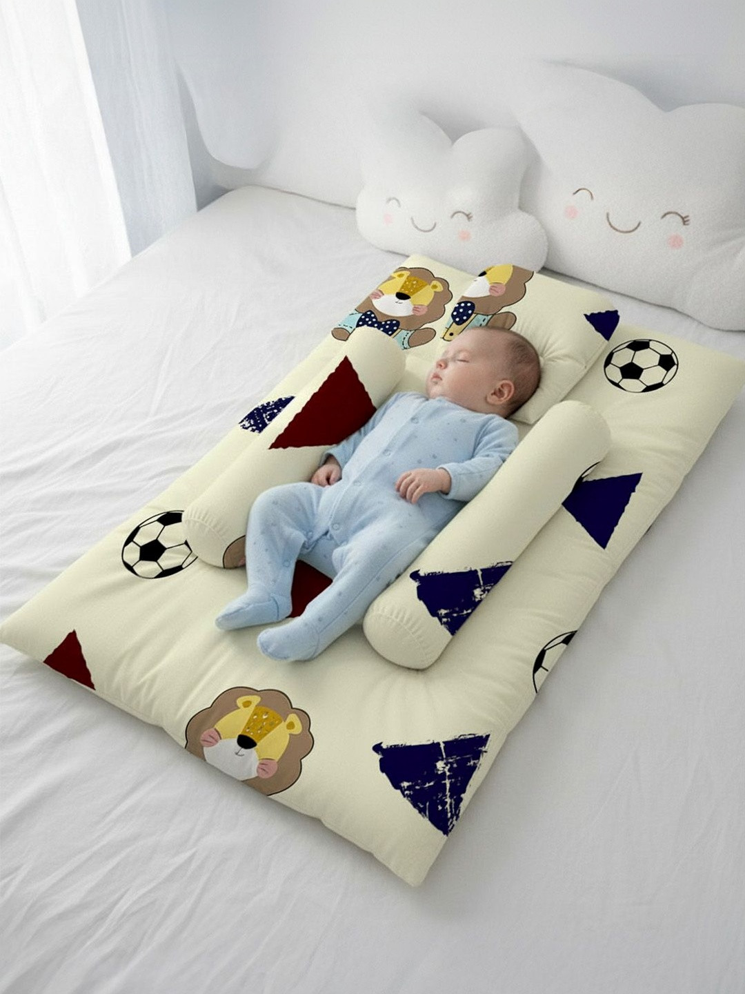 StarAndDaisy Infants Cream-Colored Printed Pure Cotton Baby Bed Sets
