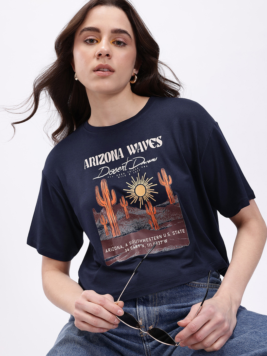 Kook N Keech Typography Printed Drop-Shoulder Sleeves Boxy T-shirt