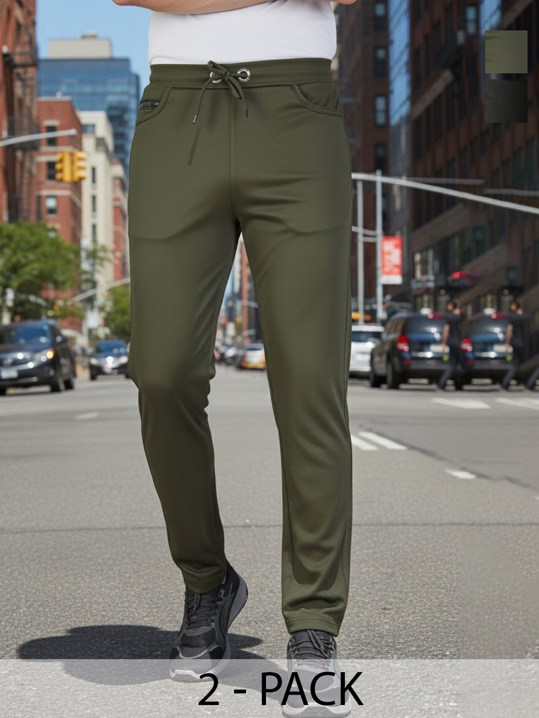 KAIDO Men Pack Of 2 Mid-Rise Track Pants