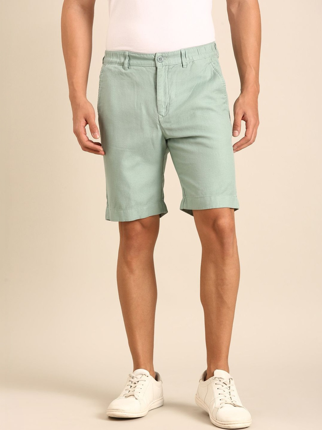 CAVALLO by Linen Club Men Printed Slim Fit Cotton Linen Shorts
