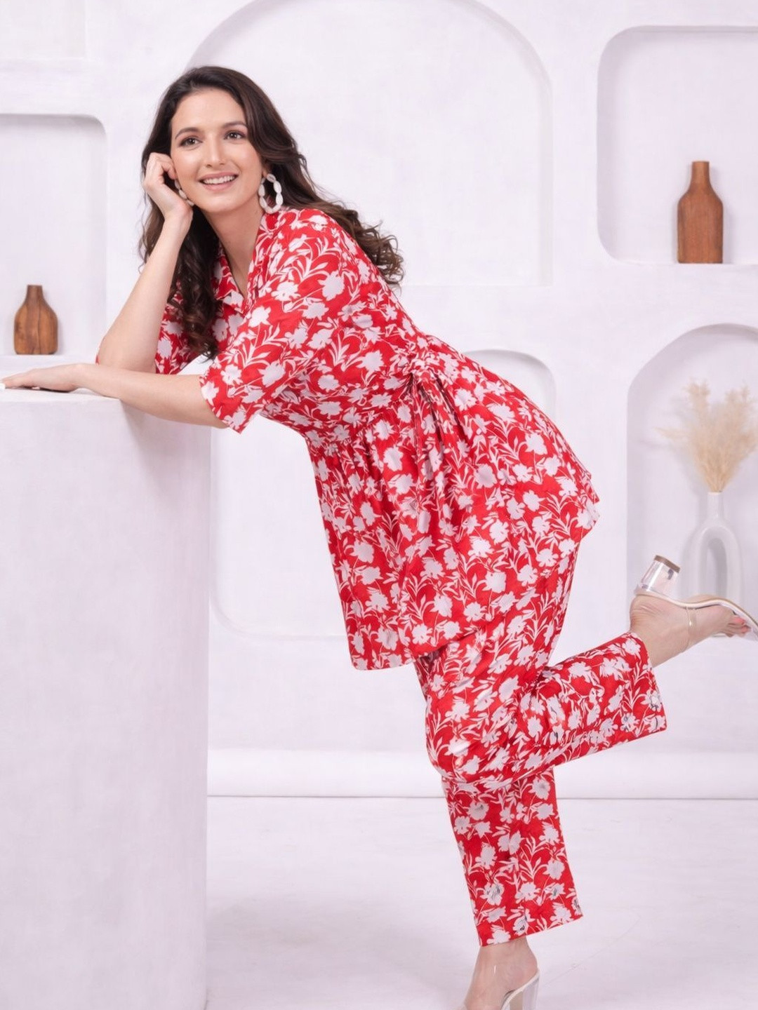 VCJ Printed Tunic With Trousers Co-Ords