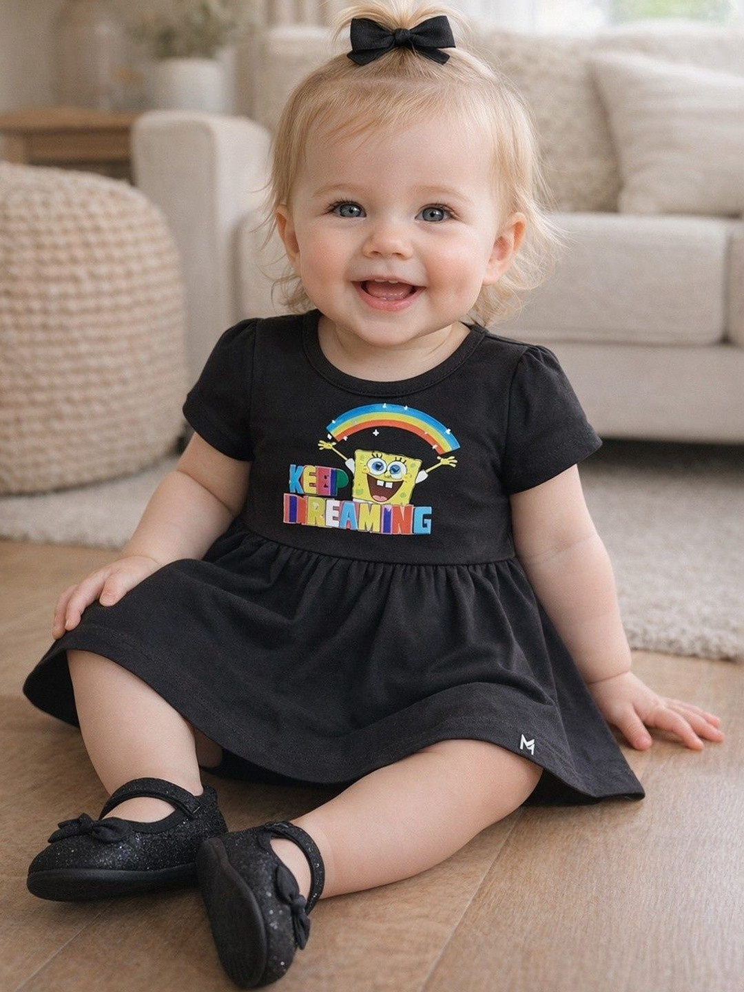 YK X Minute Mirth Infant Girl Spongebob Printed A-Line Dress