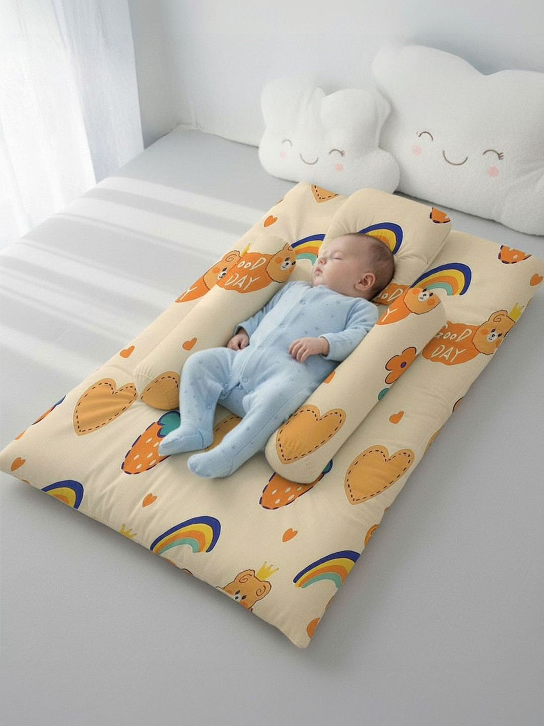 StarAndDaisy Infants Orange & Peach Printed Pure Cotton Baby Bed Sets