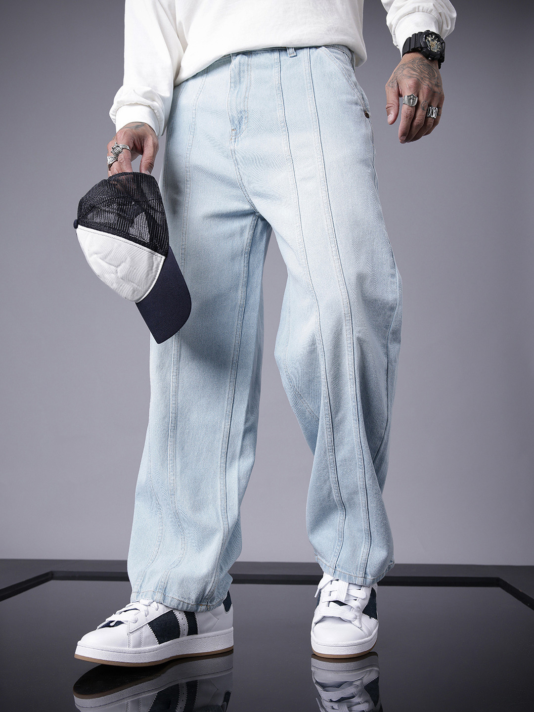 SOKO STREET Men Relaxed Fit Panelled Light Fade Non-Stretchable Pure Cotton Jeans