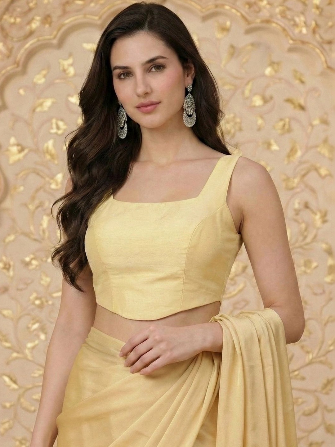 Aanyor Corset-Style Padded Square Neck Sleeveless Saree Blouse
