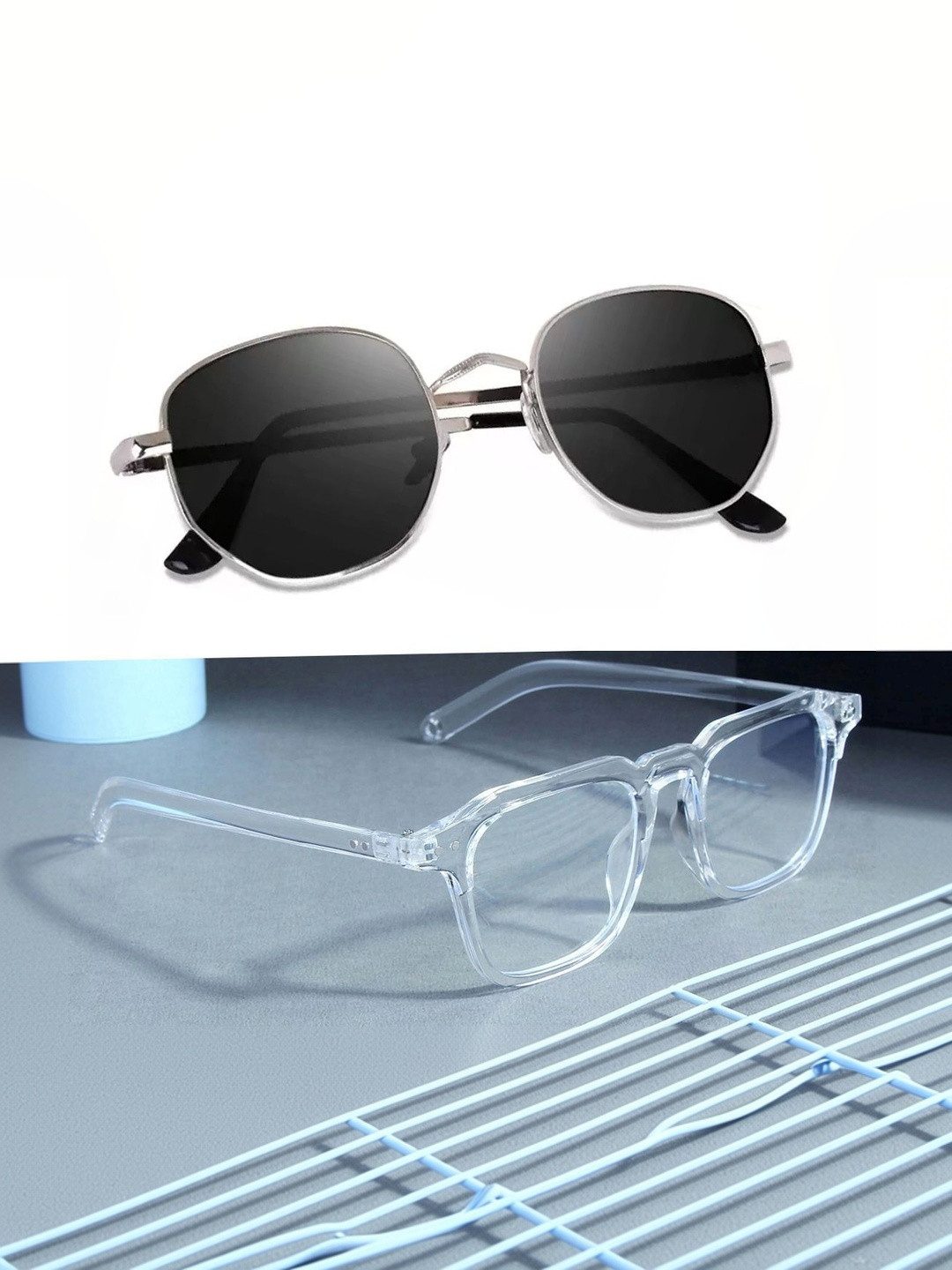 Elligator Men Black Lens & Silver-Toned Square Sunglasses with