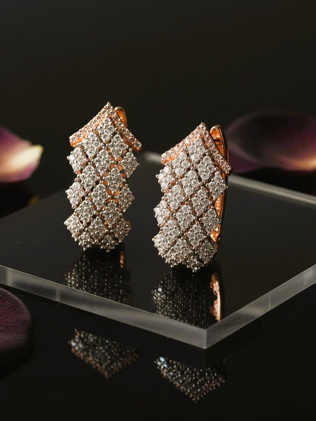 SUGARFRILL Gold Plated Hoop CZ Leaf Wing Huggie Hoop Earrings