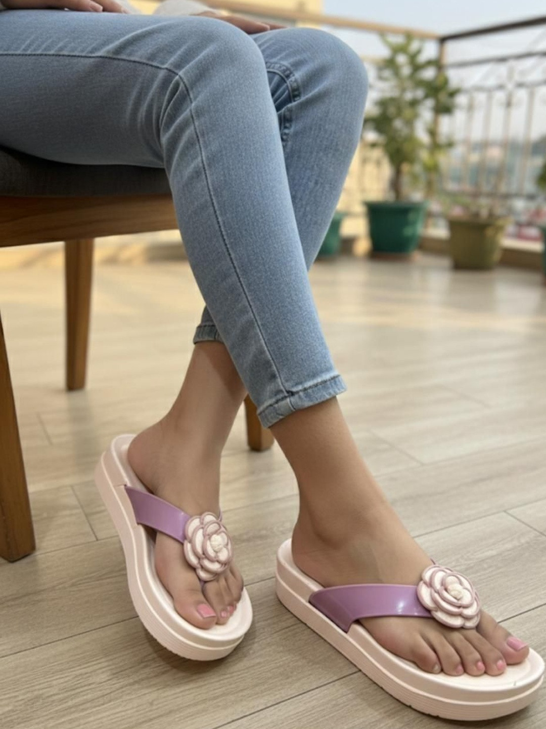 Deals4you Women Embellished Thong Flip-Flops