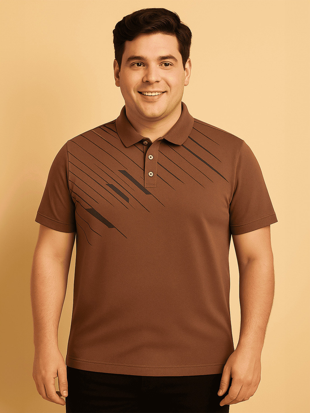 9LKHA Men Printed Polo Collar Ethnic T-shirt