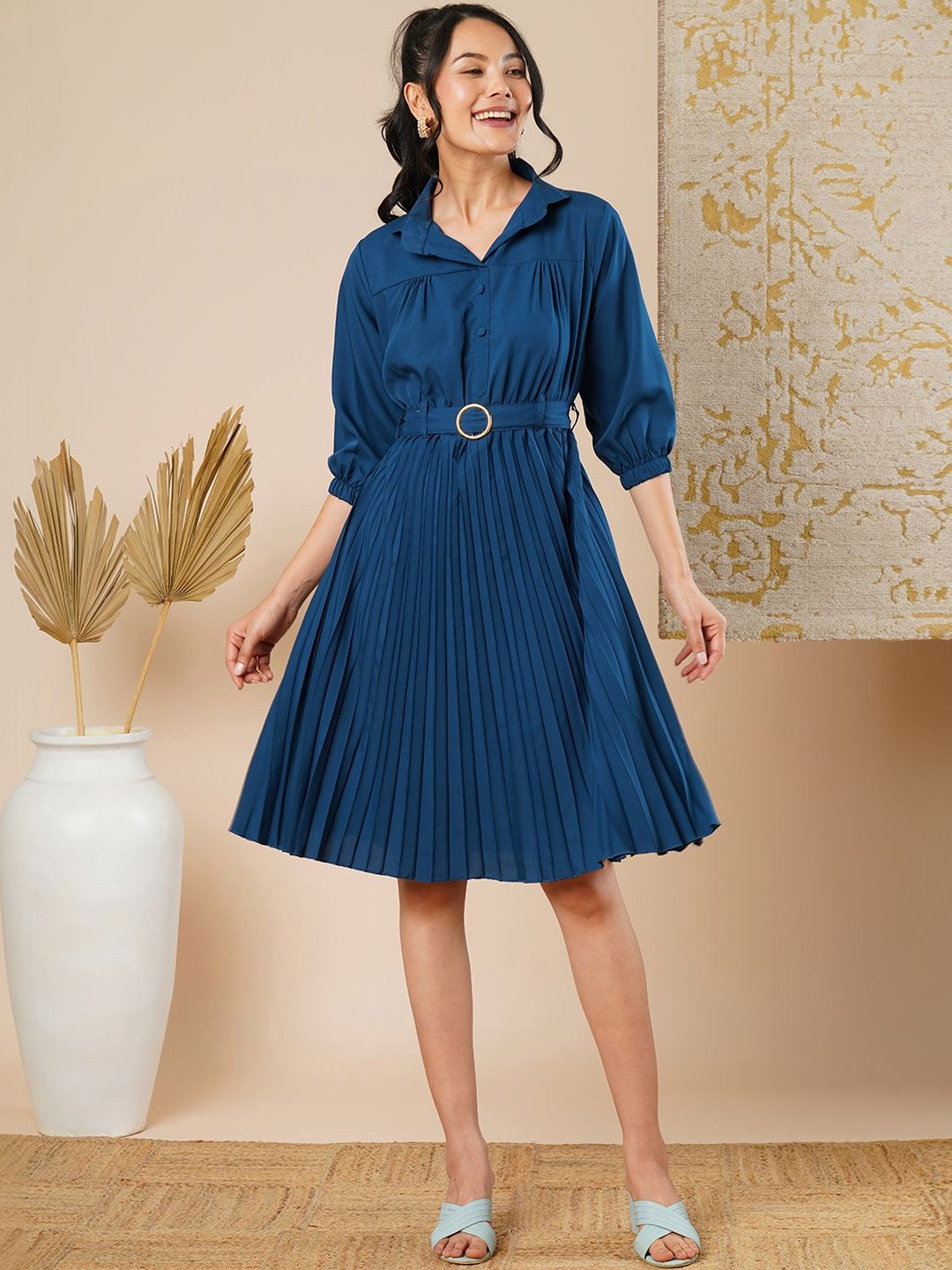 Ecolors Fab Crepe Fit & Flare Dress