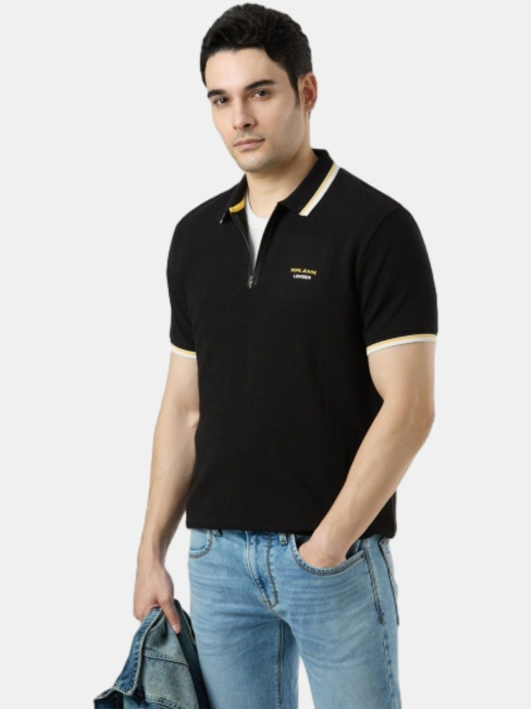 Pepe Jeans Men Brand Logo Polo Collar T-shirt