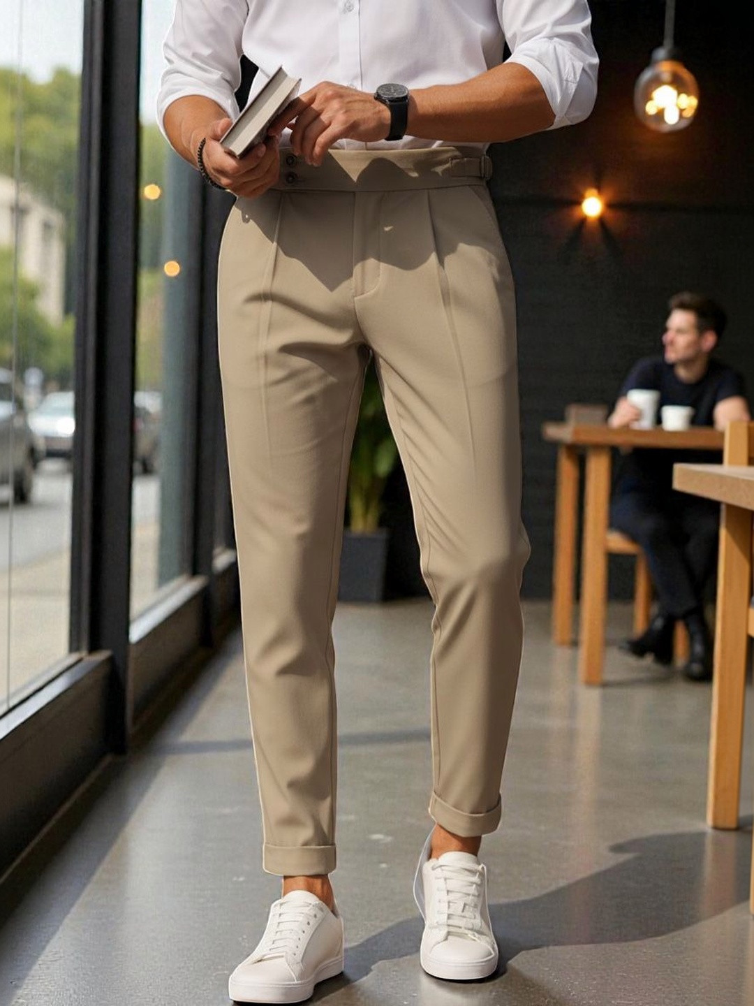COVZ Men Classic Easy Wash Pleated Gurkha Trousers