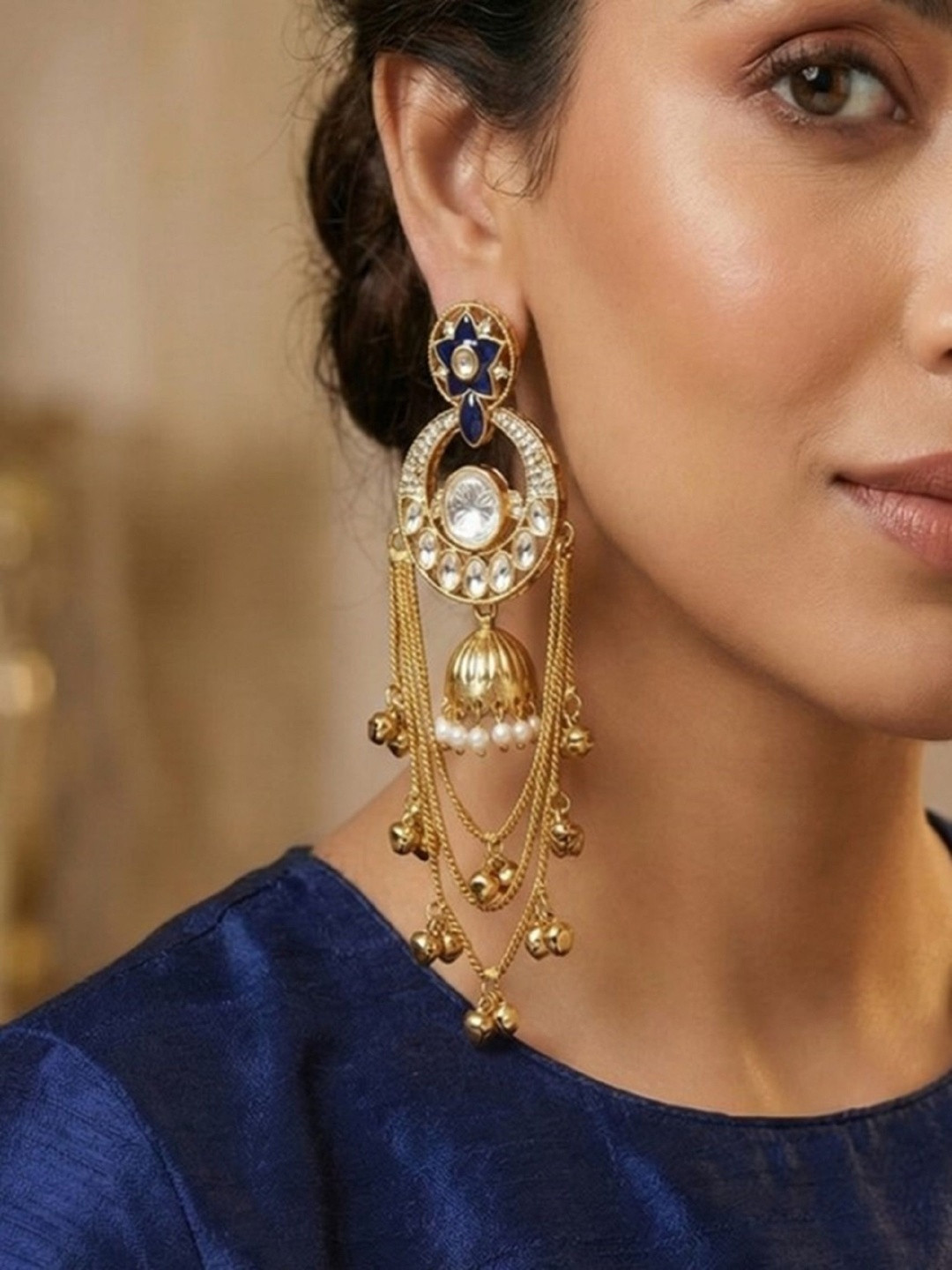 House of Pataudi Gold-Plated Pearls Shoulder Duster