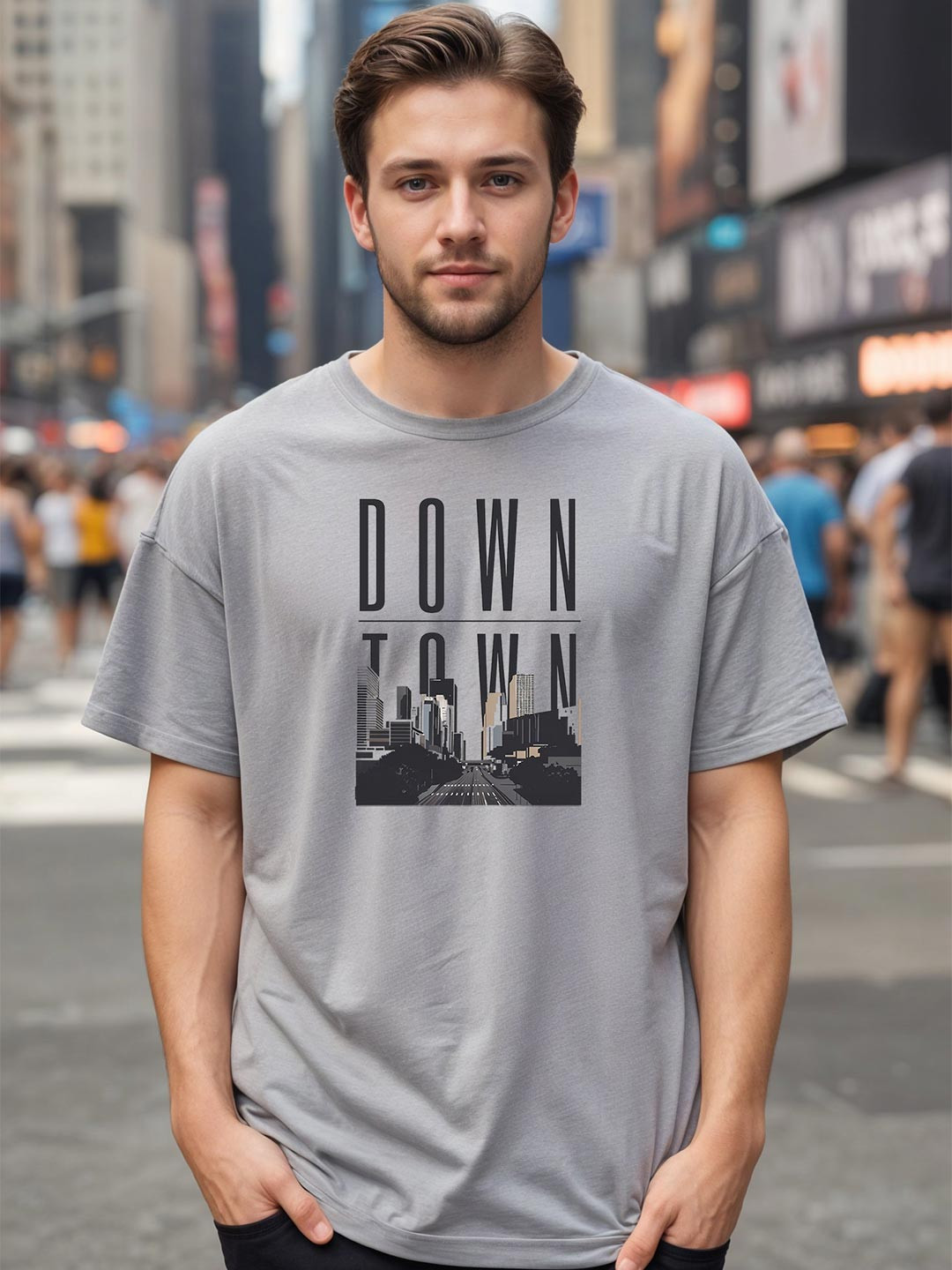 SMARTEES Men Graphic Printed Round Neck Cotton Oversized T-shirt