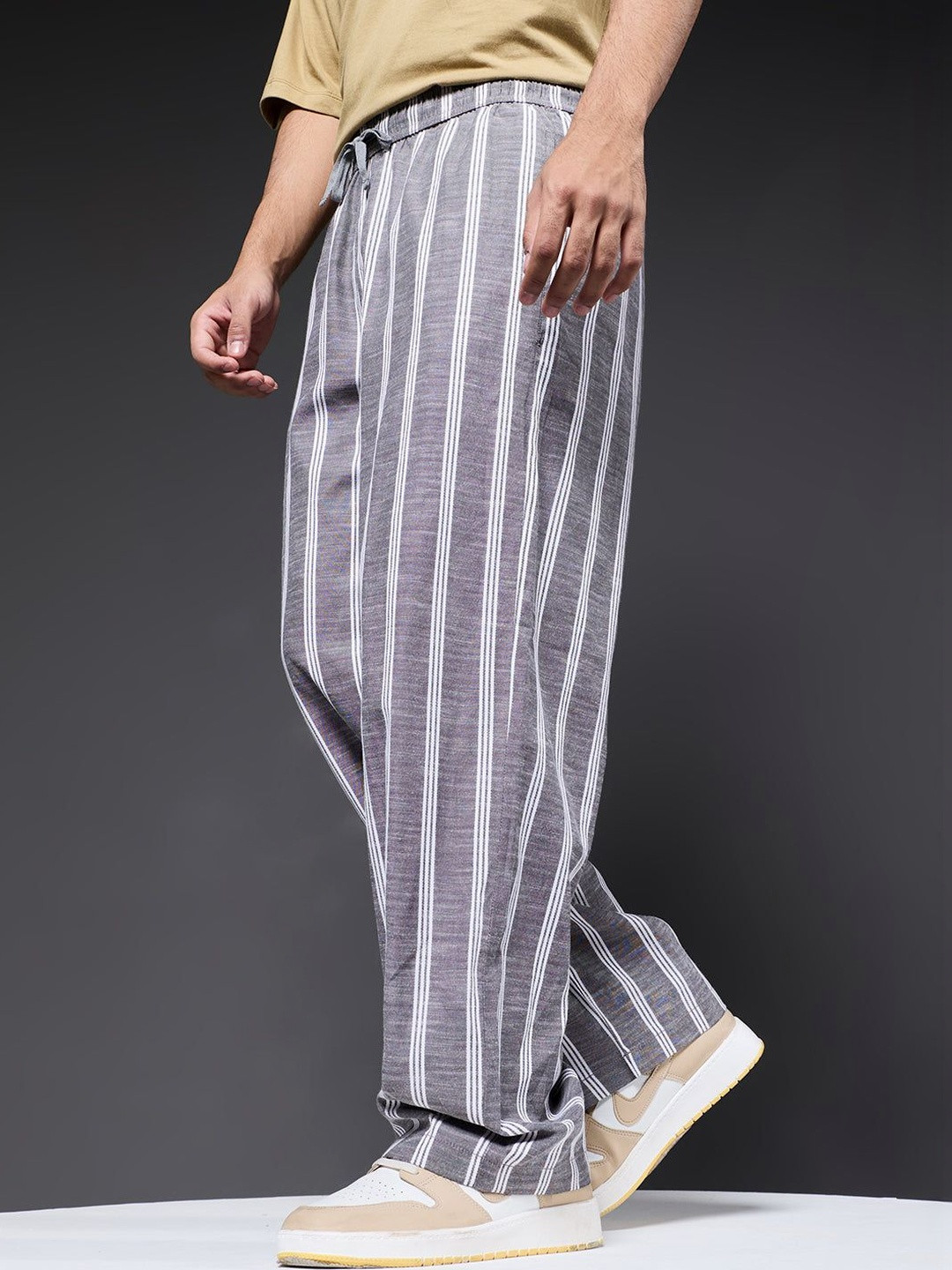 PRONK Striped Mid-Rise Lounge Pants