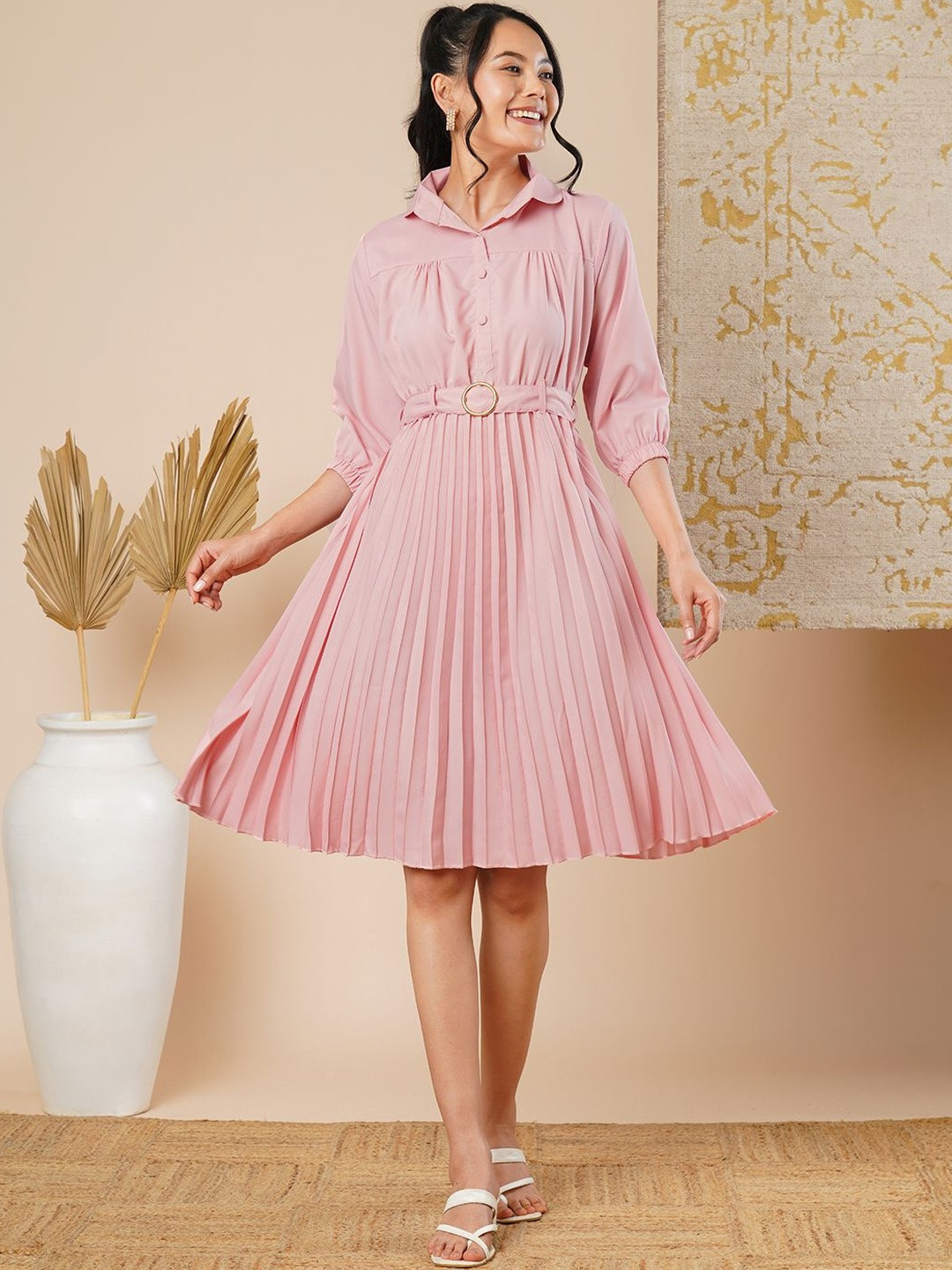 Ecolors Fab Crepe Fit & Flare Dress