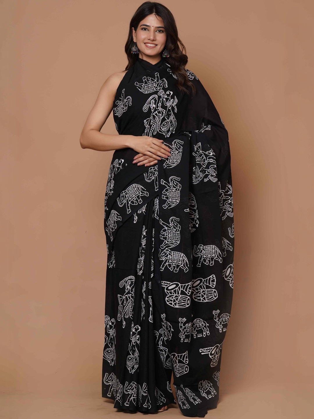 Shivya Ethnic Motifs Pure Cotton Bagru Saree