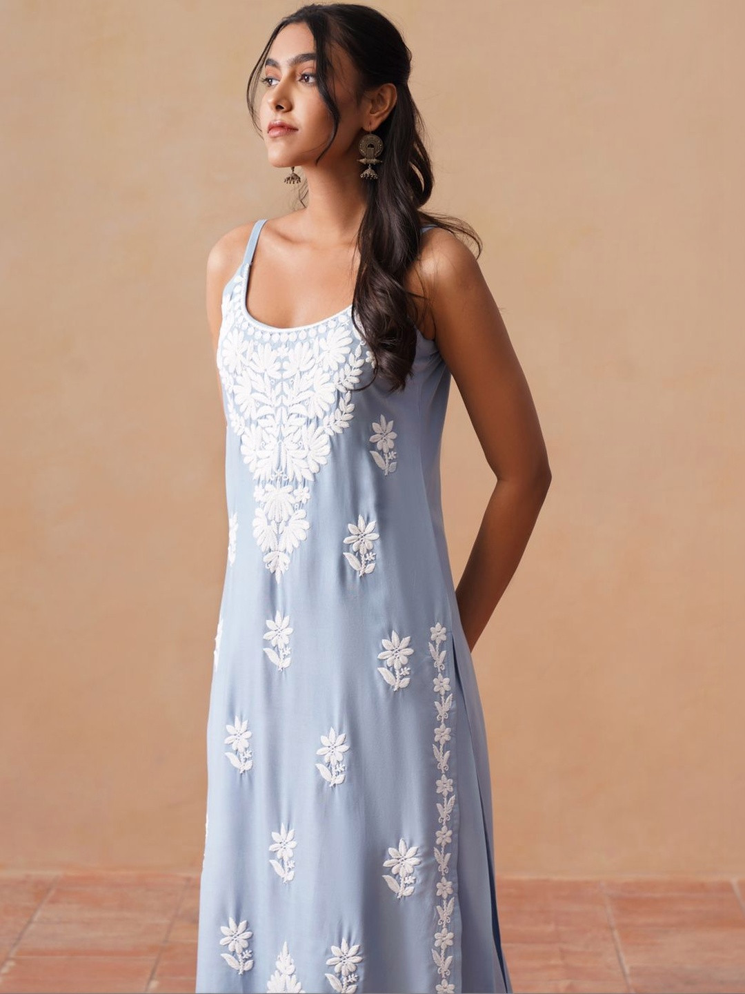 SAZRIKA Women Embroidered Regular Chikankari Kurta with Palazzos