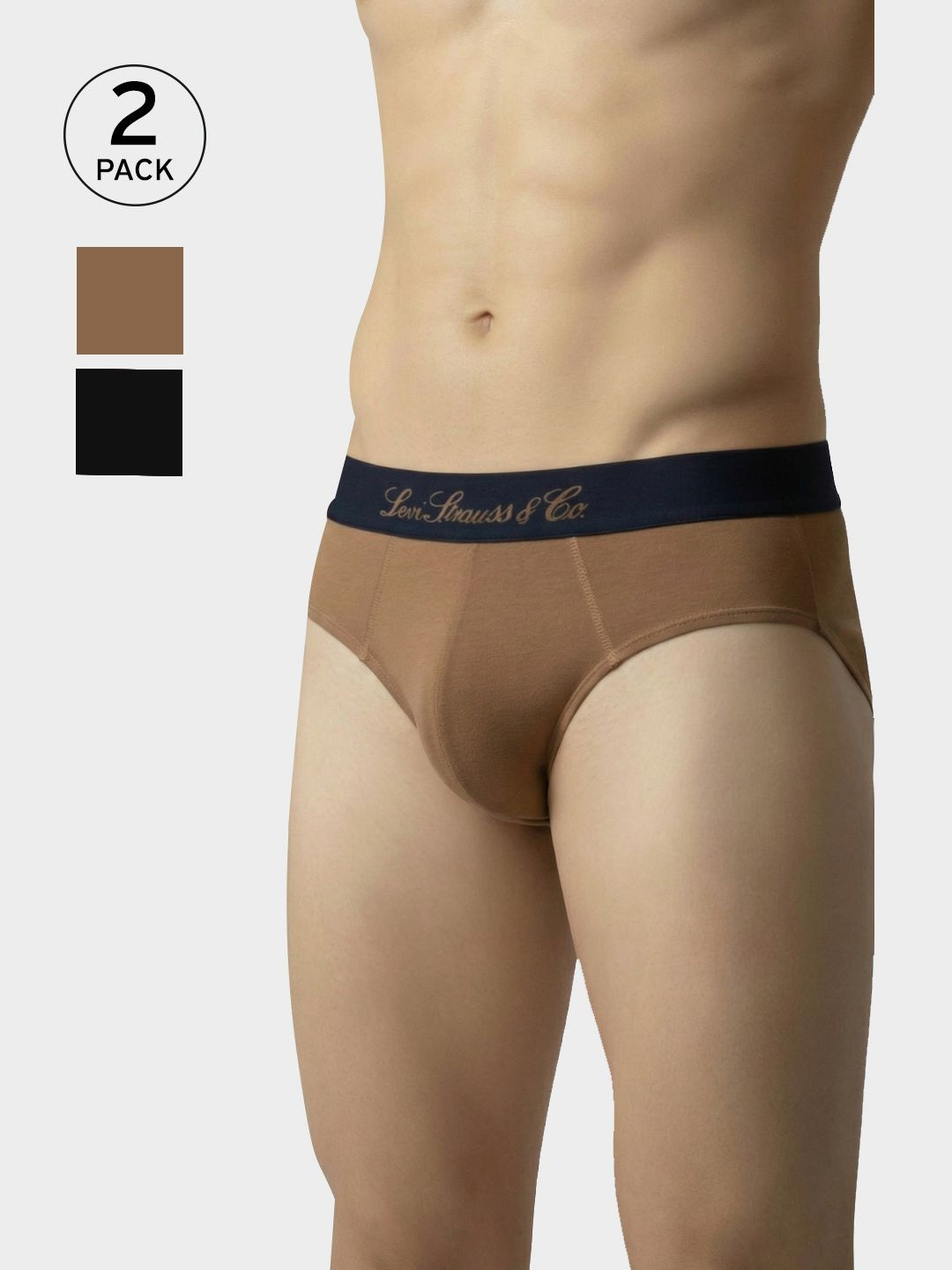 Levis Men Pack of 2 Cotton 4-Way Stretch Outer Elastic Waistband Elite Heritage Brief 073