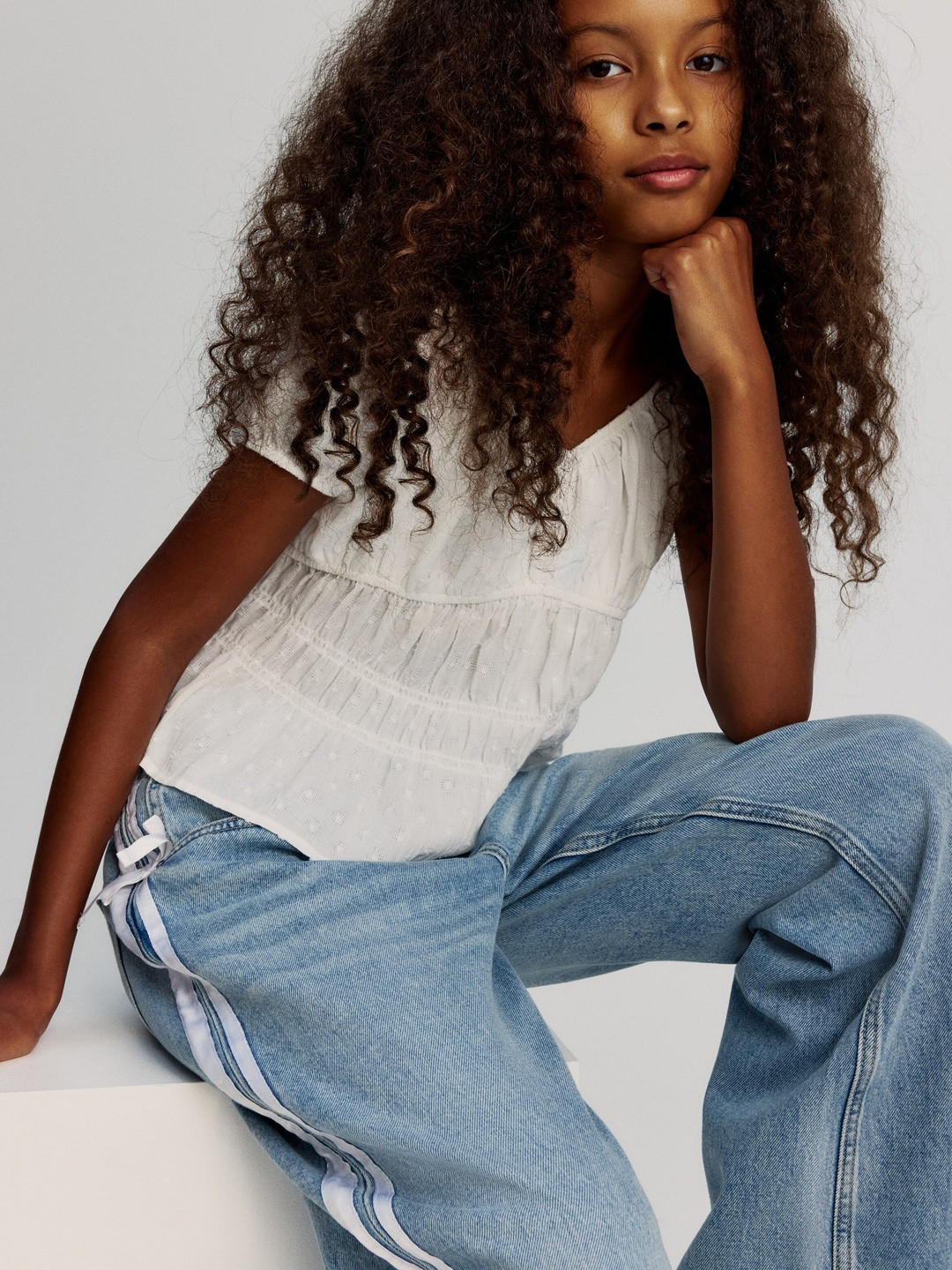 H&M Girls Smocked Pure Cotton Blouse