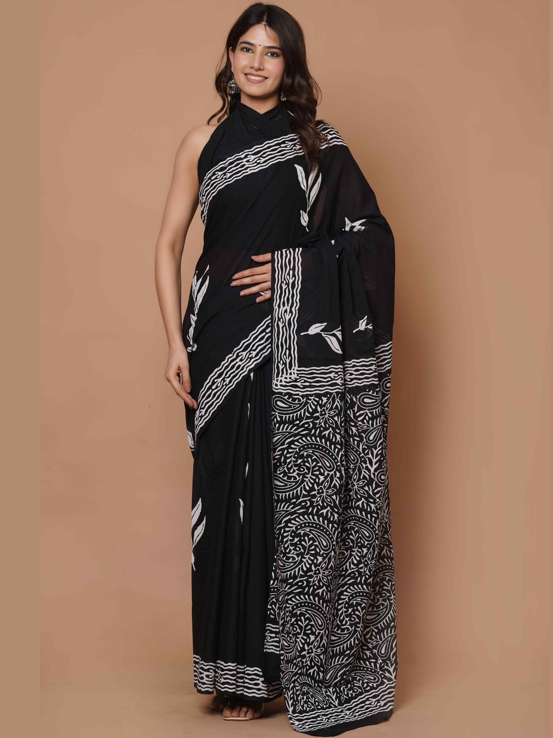 Shivya Ethnic Motifs Pure Cotton Bagru Saree