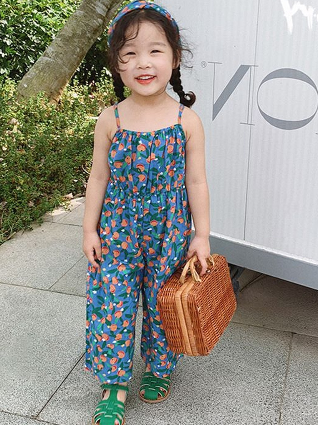 YK Girls Printed Basic Jumpsuit